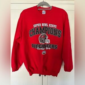 Vintage Super Bowl XXXVII 37 Tampa Bay Buccaneers Sweatshirt Mens M Red NFL